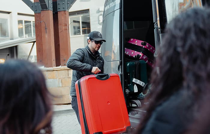 Airport shuttle at ski resort in colorado